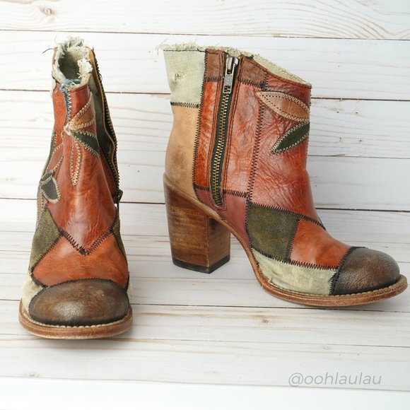 Freebird Patchwork Flower Leather Boots 